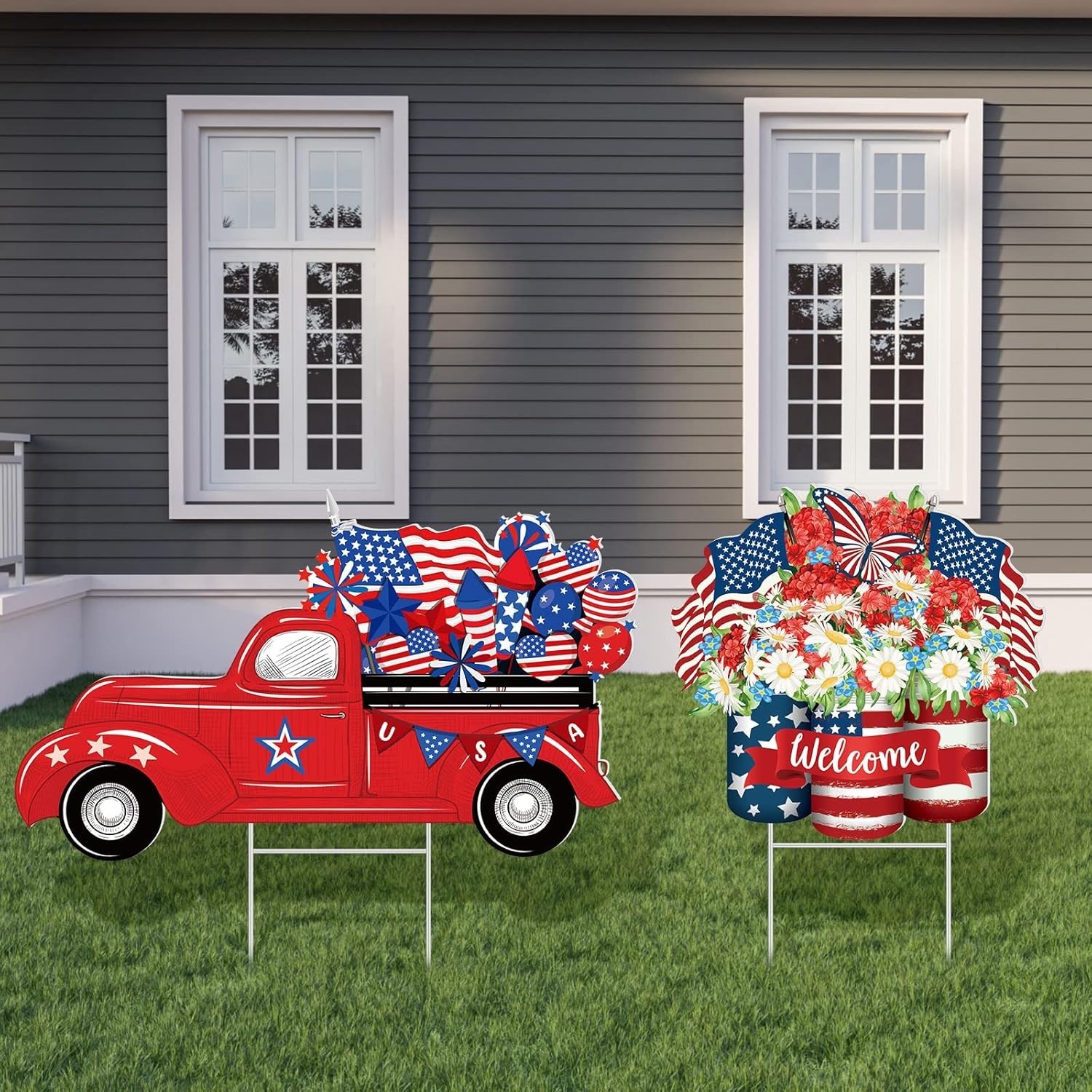 2 Psc 4th of July Yard Sign Patriotic Decorations Outdoor 250th Anniversary