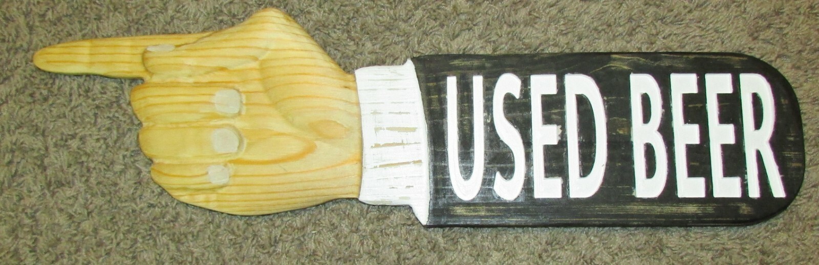 3D 23″ CARVED WOODEN SIGN POINTING FINGER CUSTOMIZED “:YOUR WORDS” PLAQUE