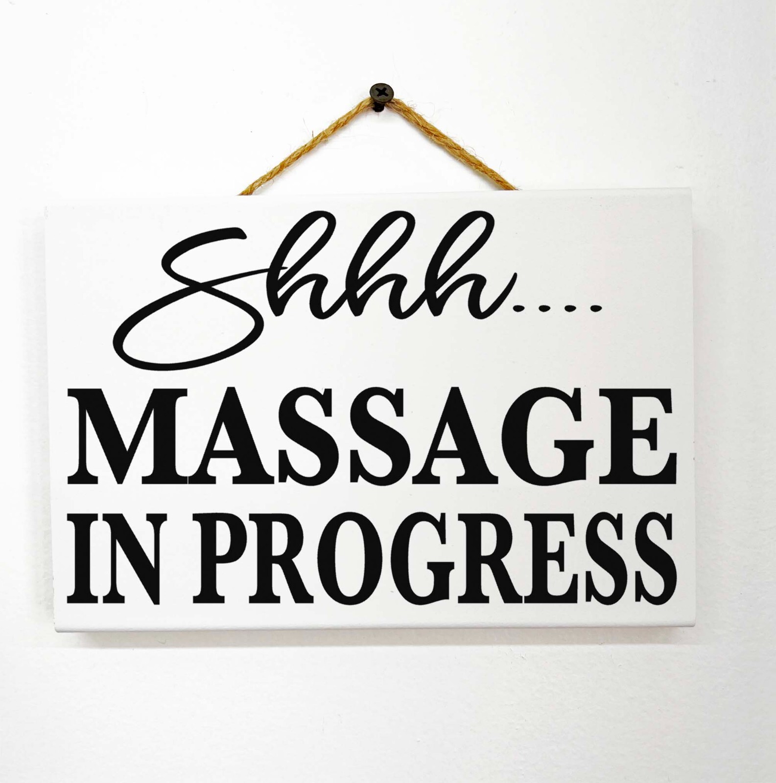 Shhh Massage in Progress Sign quiet do not disturb client therapy spa doorhanger