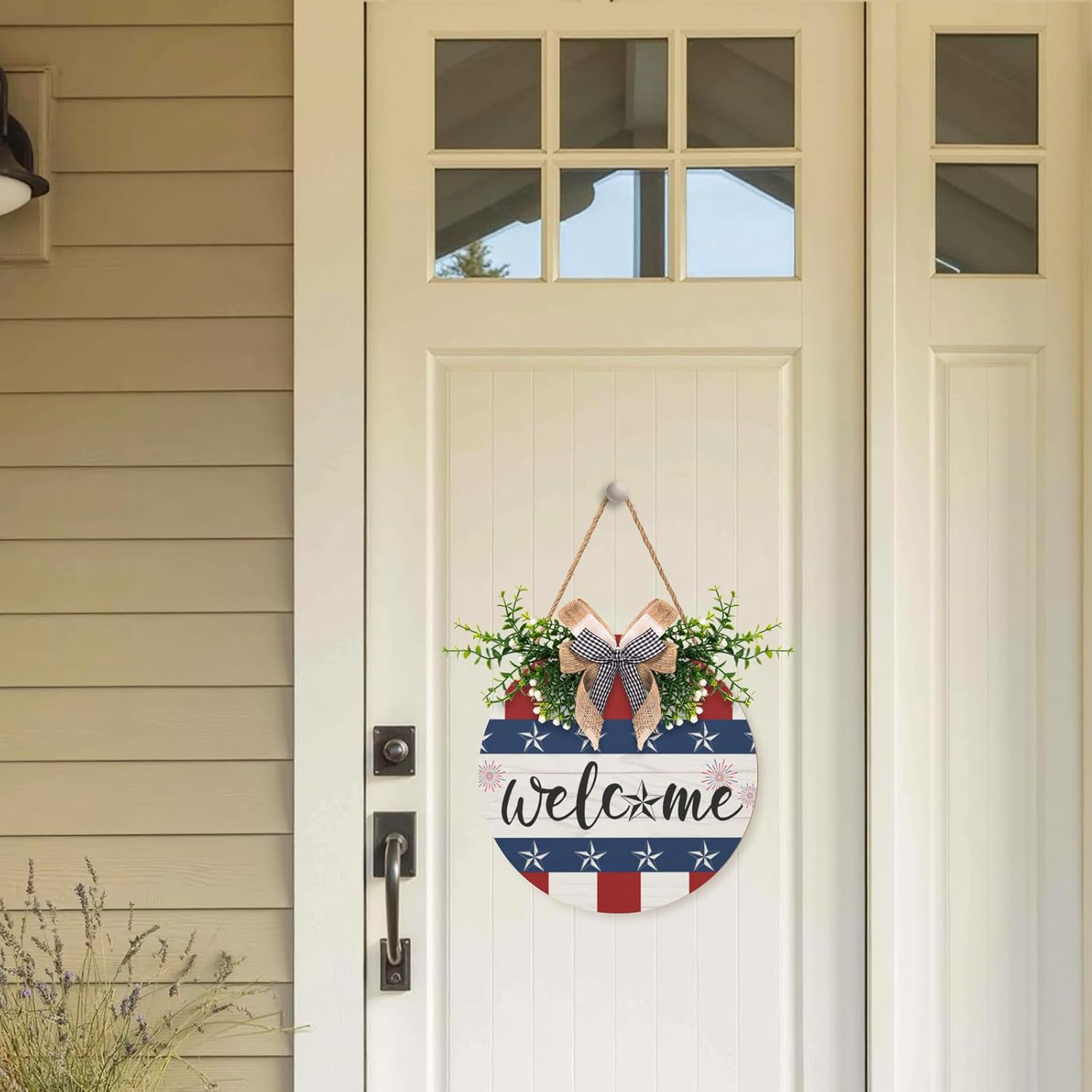4Th of July Welcome Sign for Front Door Decorations Patriotic Memorial Day