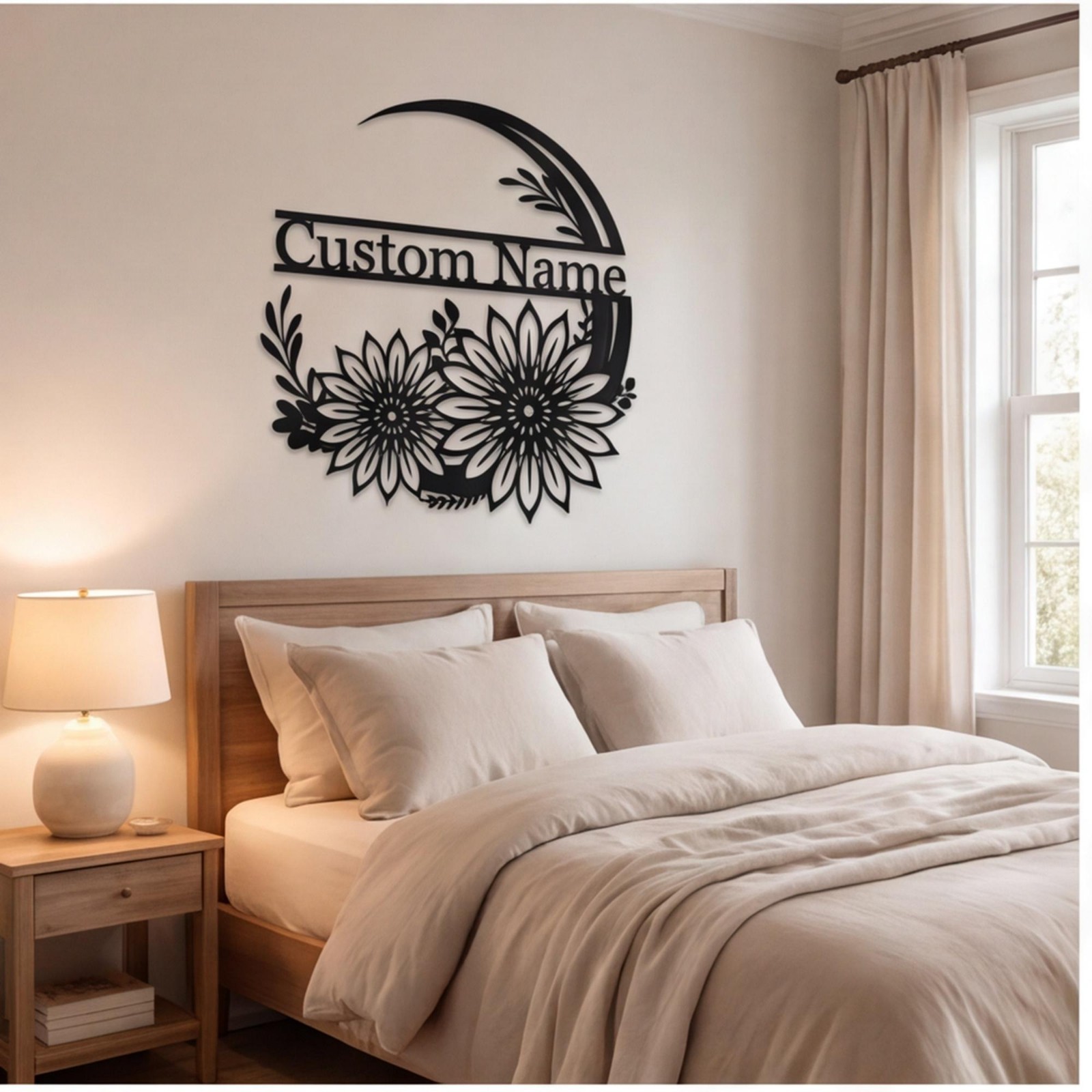 Personalized Sunflower Metal Wall Art Custom Name Sign Rustic Farmhouse Decor