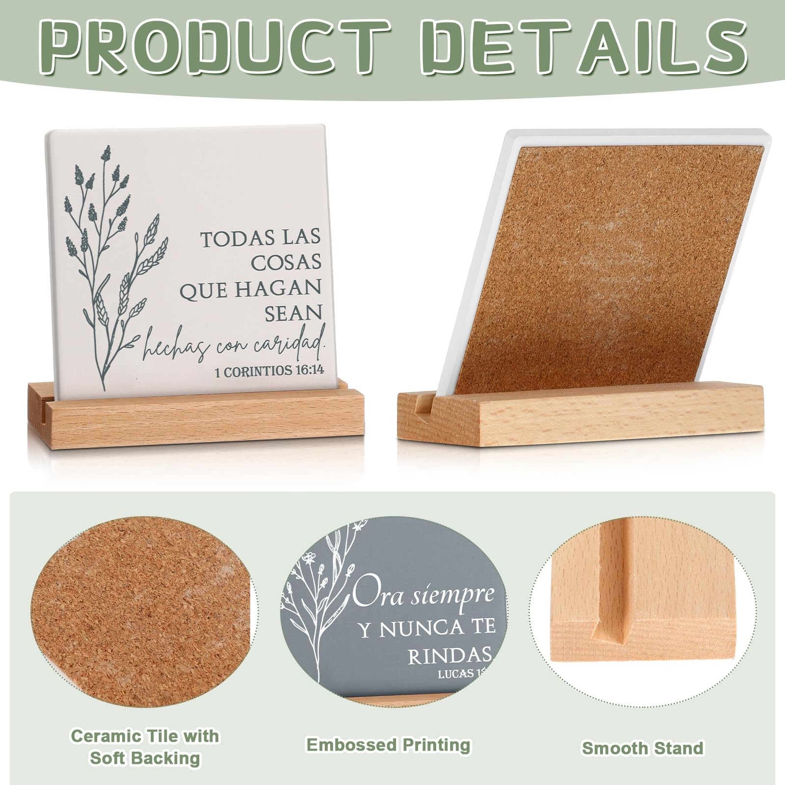 10 Pcs Christian Gift for Mom Bible Verse Desk Decor Religious Ceramic Table Pla
