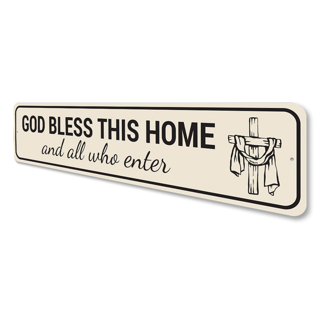 God Bless This Home Sign, Religious Sign, Christian Inspirational Metal Sign