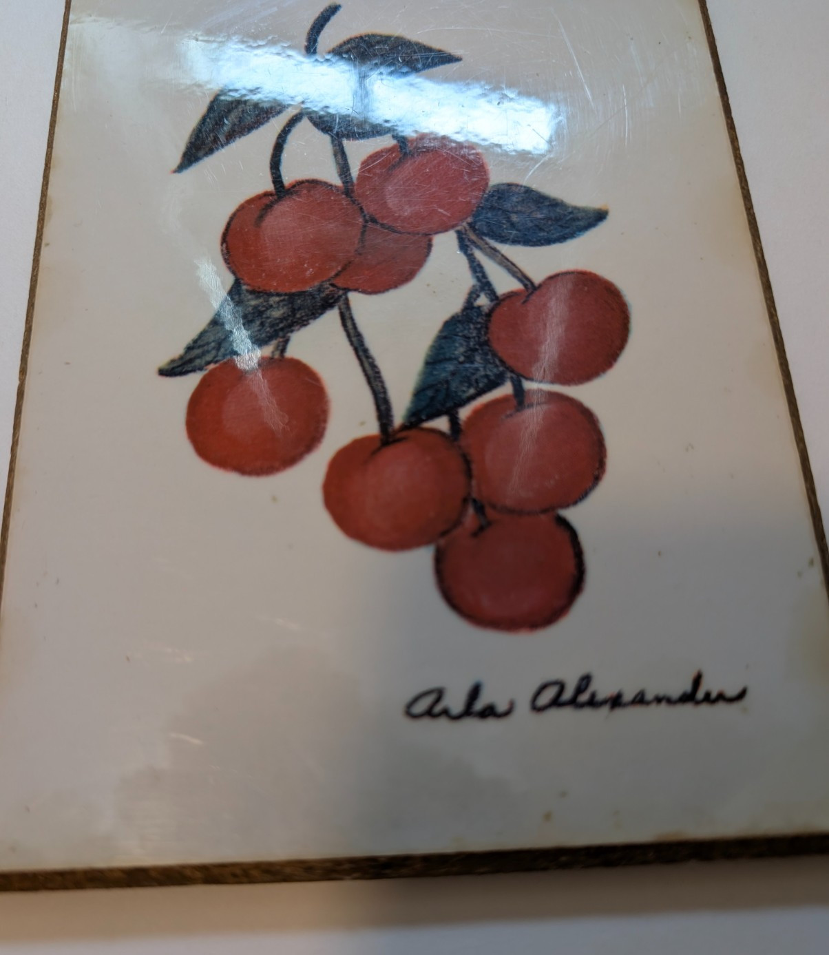Arla Alexander Art Wall Plaque Cherries Lightweight Hanging 7×5