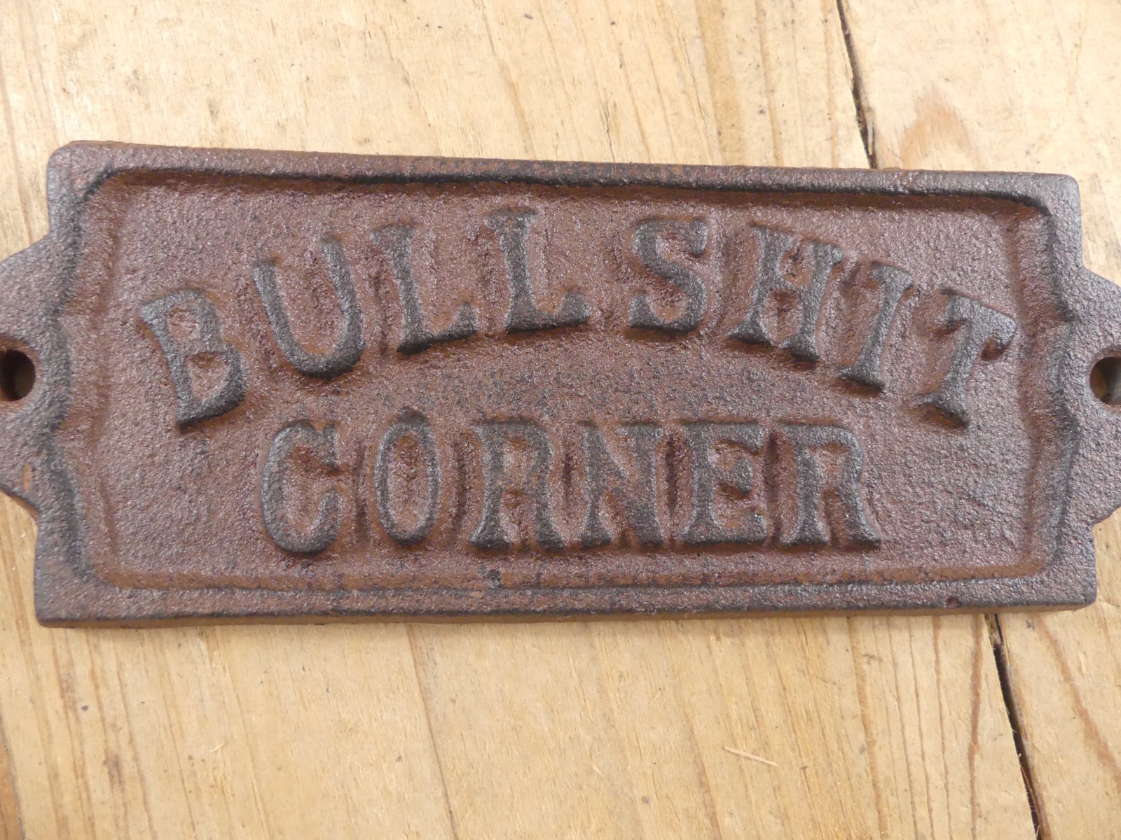 BULLSHIT CORNER SIGN RUSTIC CAST IRON BARWARE PLAQUE BAR WALL DECOR MAN CAVE BS
