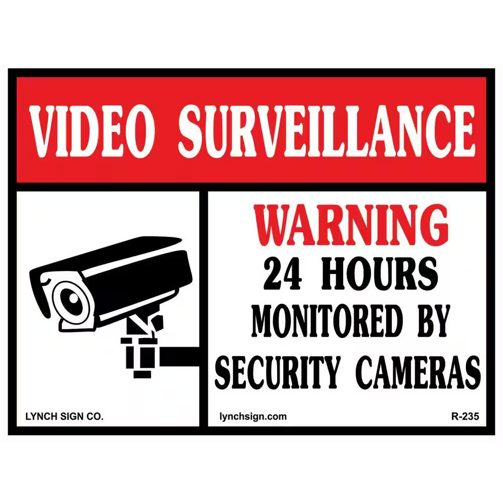 14 In. X 10 In. Video Surveillance Sign Printed on More Durable, Thicker, Longer