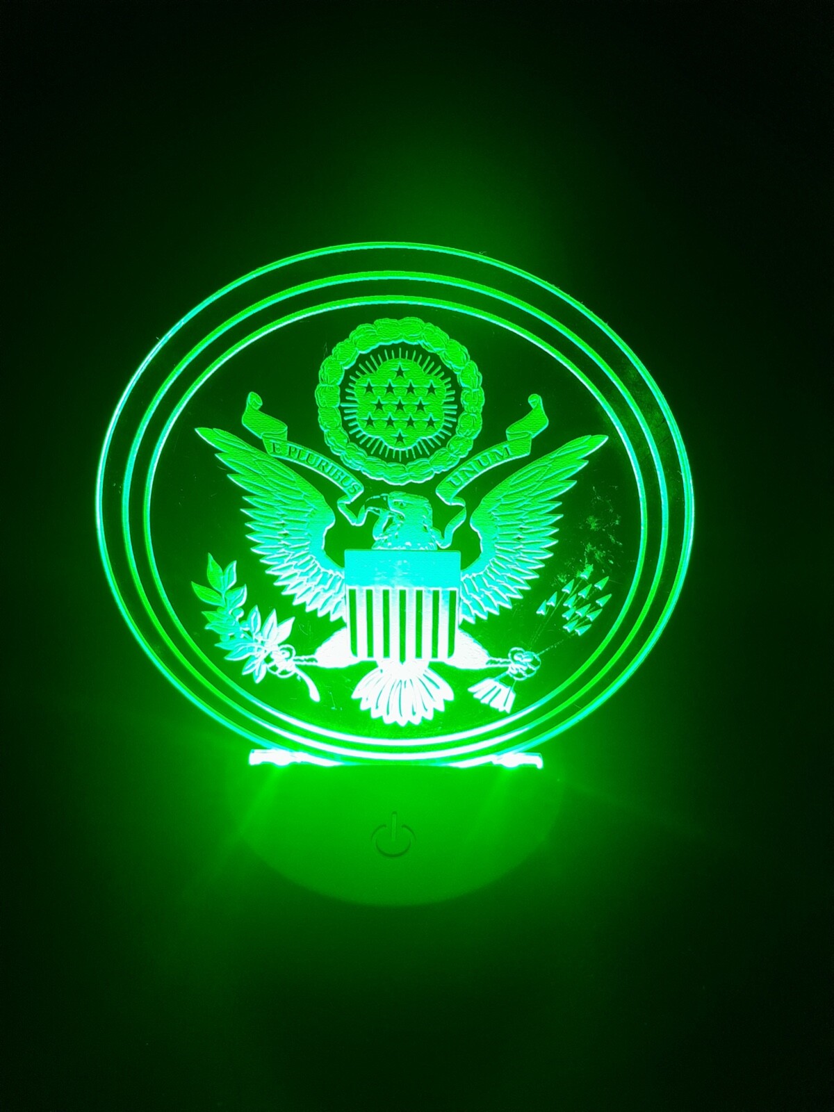 Edge Lit Tabletop Sign, Multi-Colored LED, Night Light UnitedStates Coat of Arms