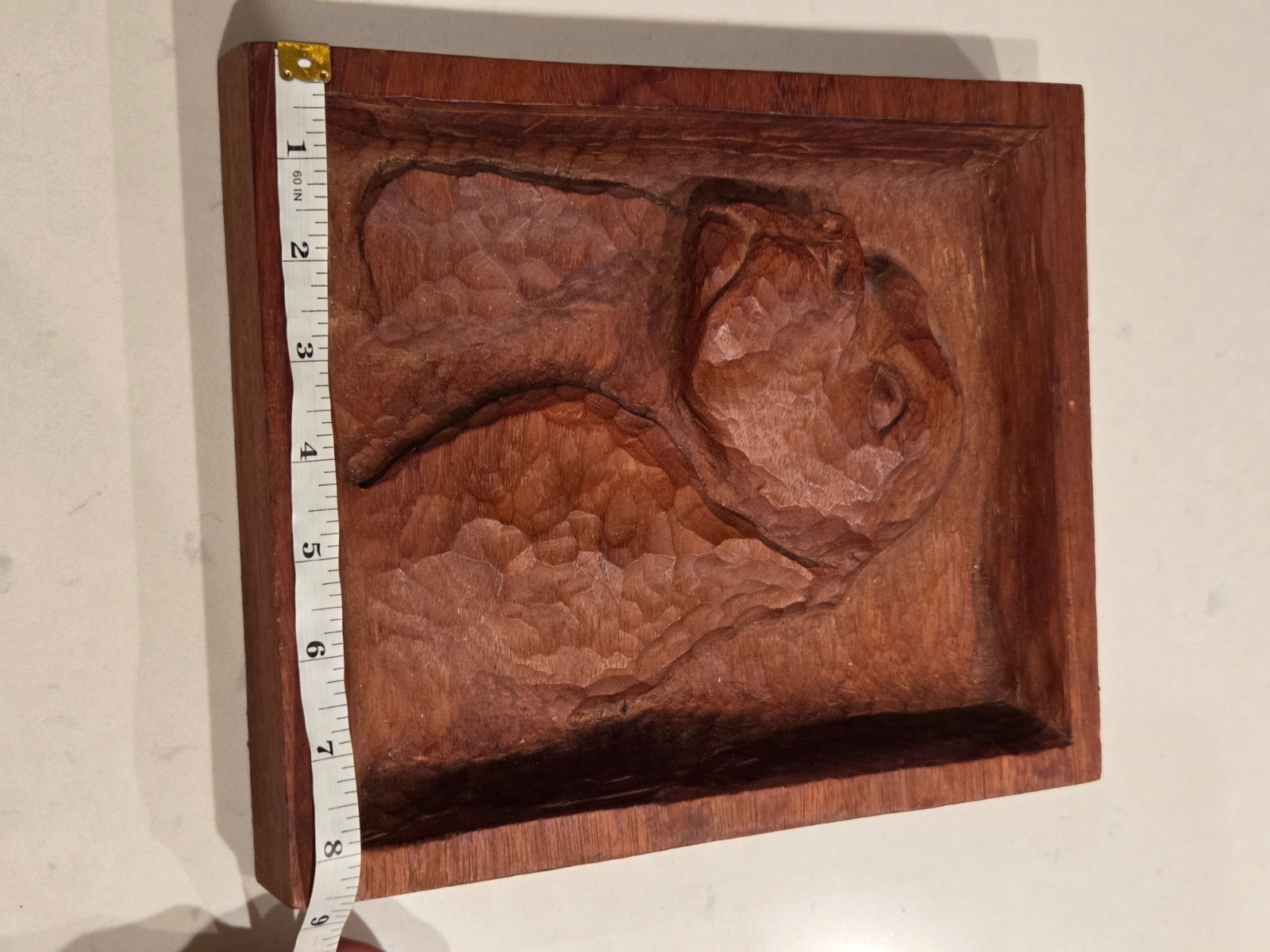 Handcrafted 3D Wood Carved Dog Wall Hanging Decor 10 x 8 In