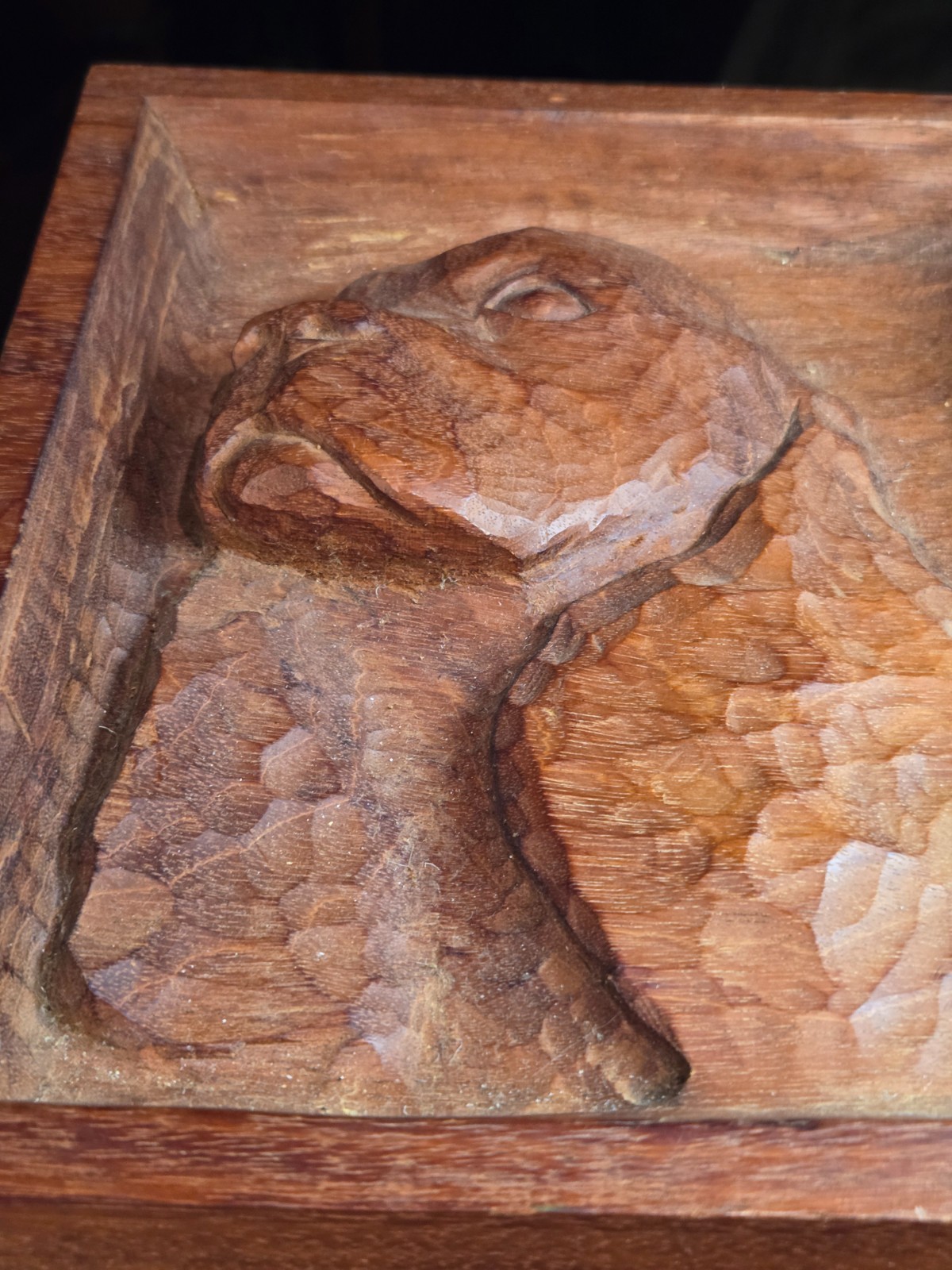 Handcrafted 3D Wood Carved Dog Wall Hanging Decor 10 x 8 In