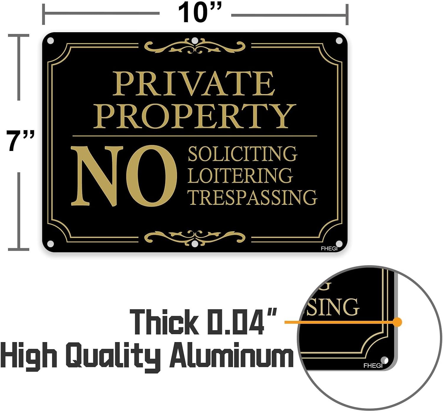 Private Property Warning Signs 2 Pack No Trespassing No Soliciting Signs Black