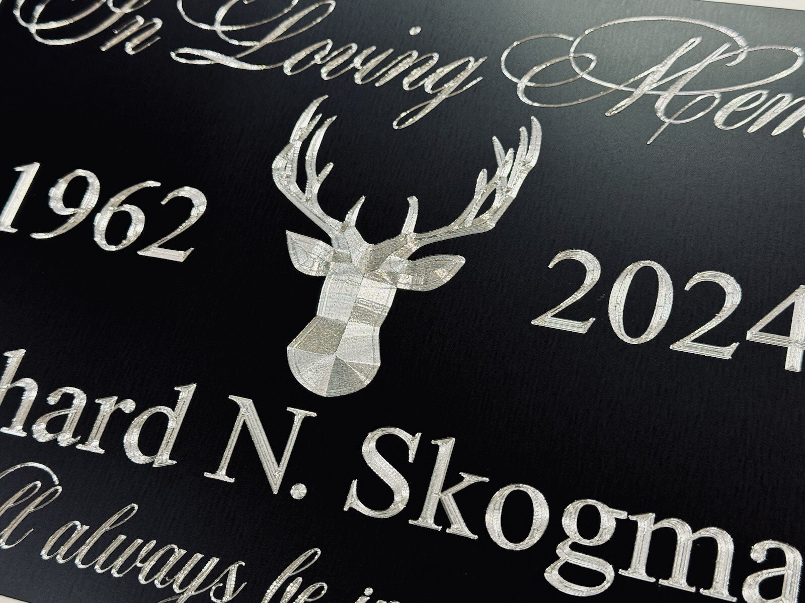 Memorial Grave Marker Sign Custom Diamond Etched Engraved on Aluminum Metal 10×7