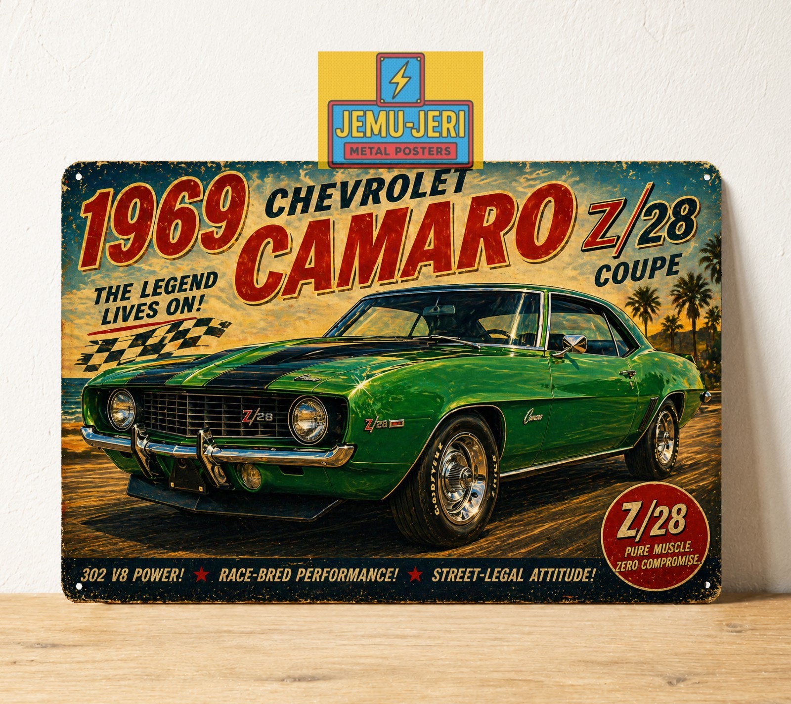 1969 Chevrolet Camaro Z28 Coupe Car Metal Tin Sign Poster Wall Decor 30x20cm