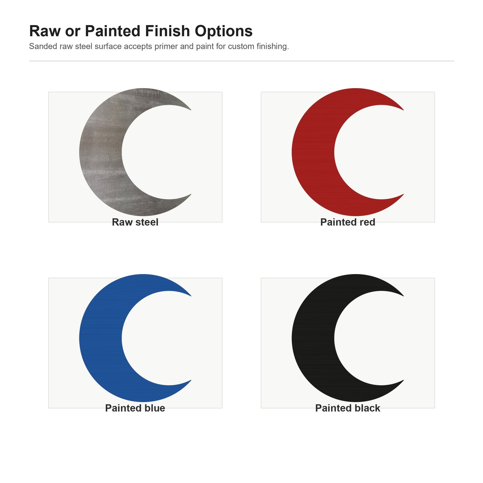 Crescent Moon Steel Cutout Shape, Raw Metal Wall Art and Craft Supply