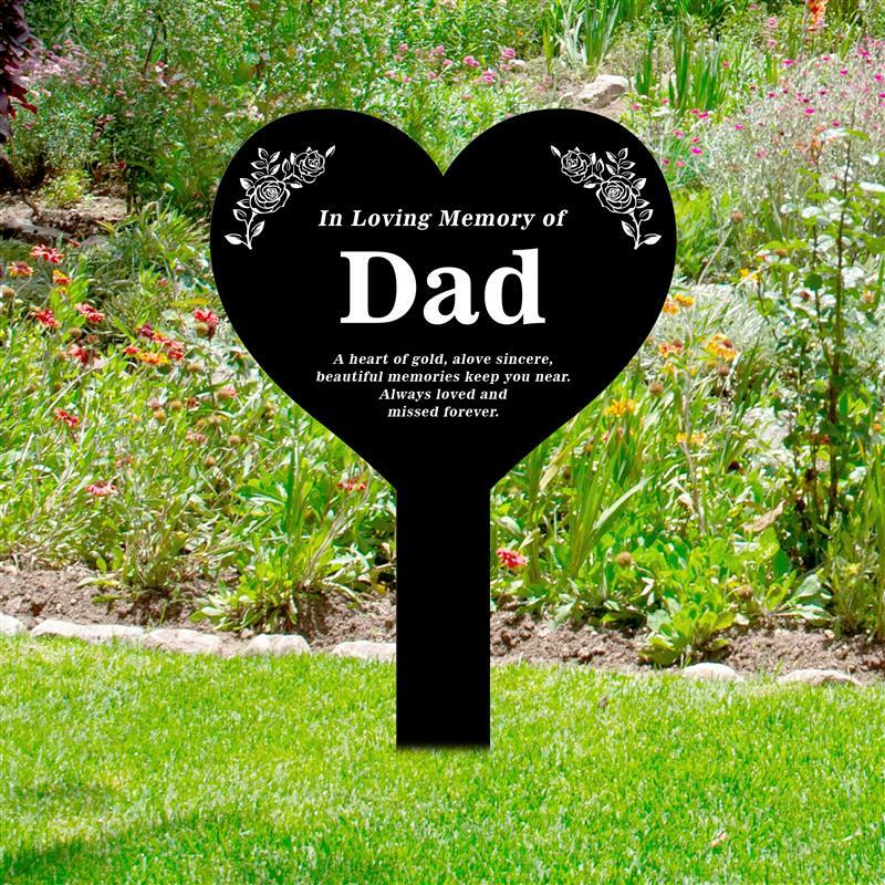 Personalized Heart Acrylic Plaque Stake, Grave Plaque, Temporary Grave Marker