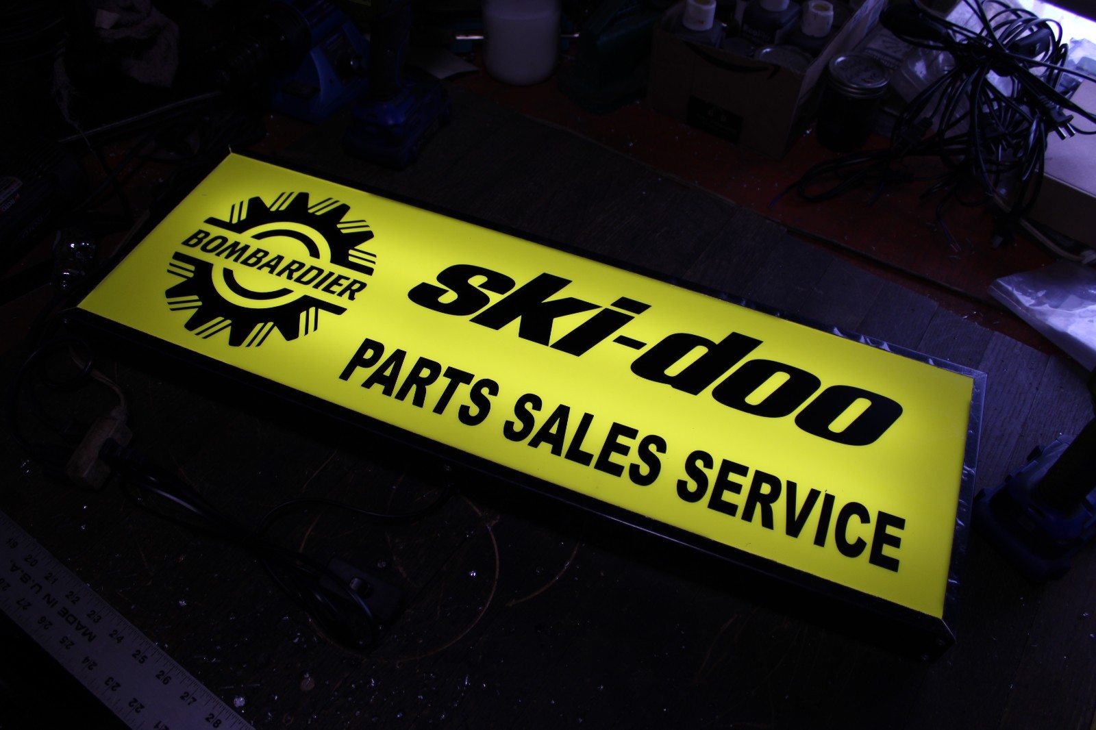 Ski Doo Parts Sales Service lighted sign 30x10x3 inch deep