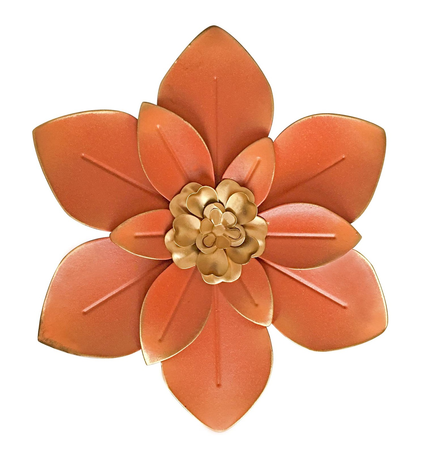 Metal Flower Wall Art Decor, 10“ Rustic Modern Floral Sculpture, Distressed I…