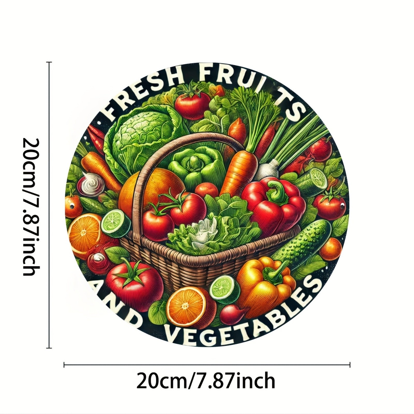 1pc, Fresh Fruits & Vegetables Tin Metal Signs, 8×8 inches, Vintage Artwork, Dur