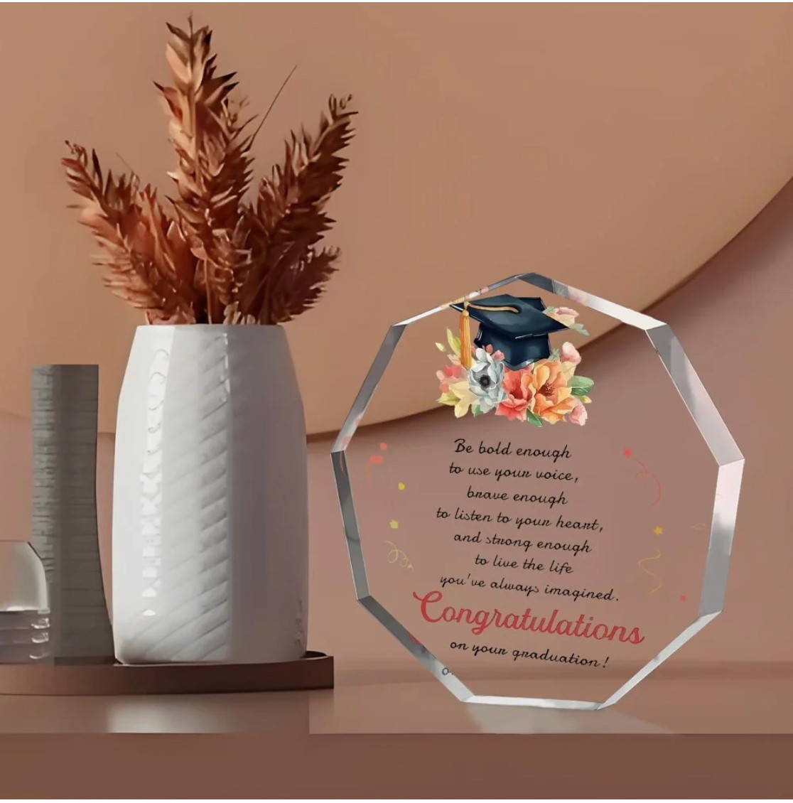 Graduation Plaque 3.9in Acrylic Keepsake with Inspirational Message for Graduate