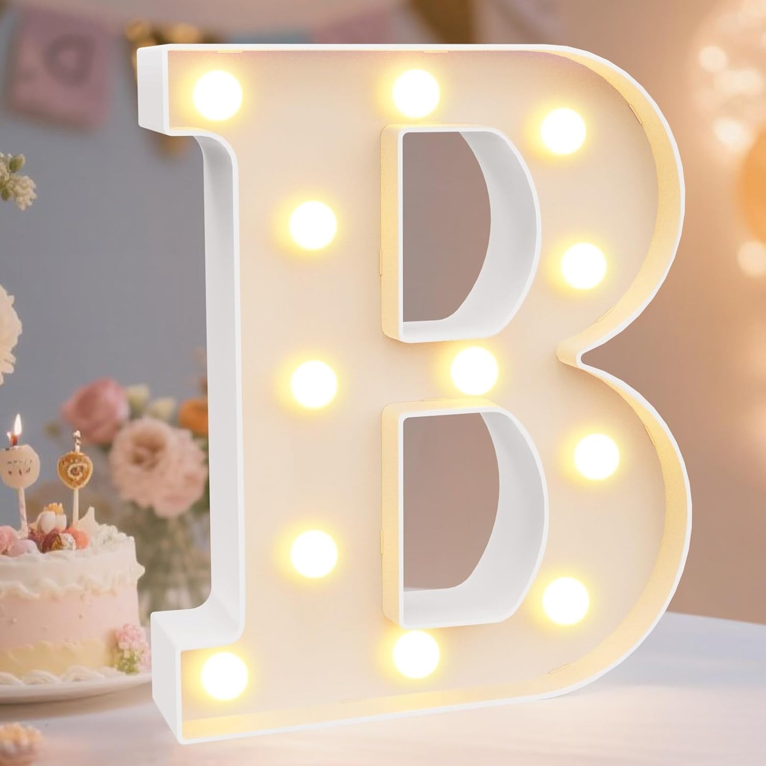 Portable ‘B’ LED Marquee Light – Ideal for Celebratory Events & Home Styling