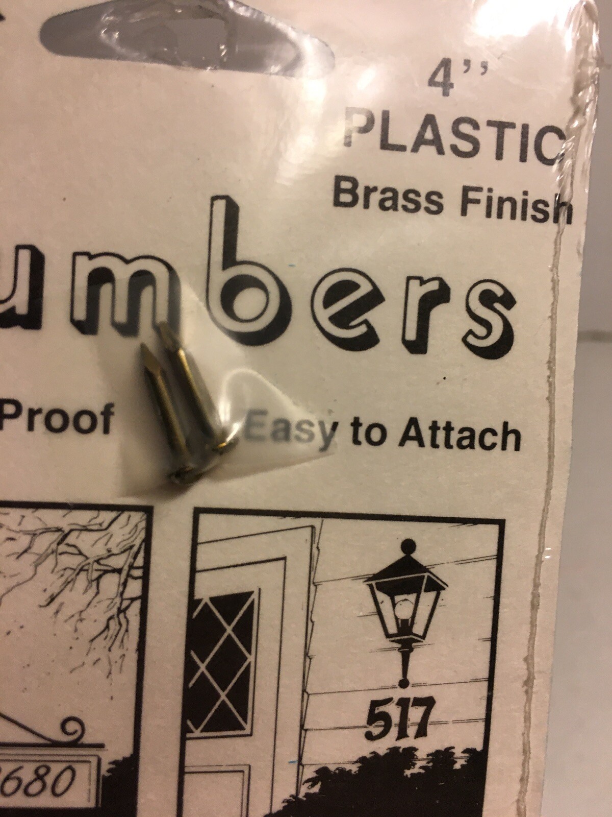 #9 or #6 Weather Proof Plastic Brass Finish 4″ House Mailbox Apartment Numbers