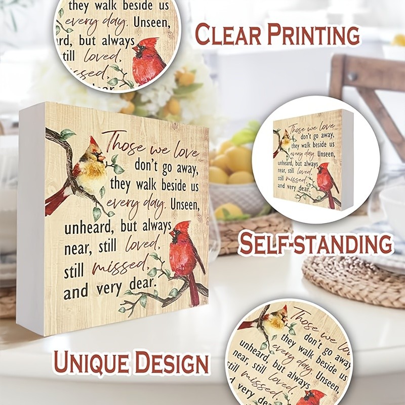 2D Memorial Cardinal Wooden Box Sign “Those We Love Don’t Go Away” Home Decor