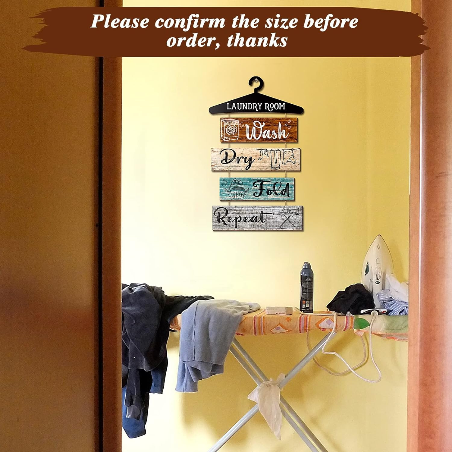 Blulu 5 Pieces Laundry Room Decor Rustic Vintage Farmhouse Room Rules Hanging Si