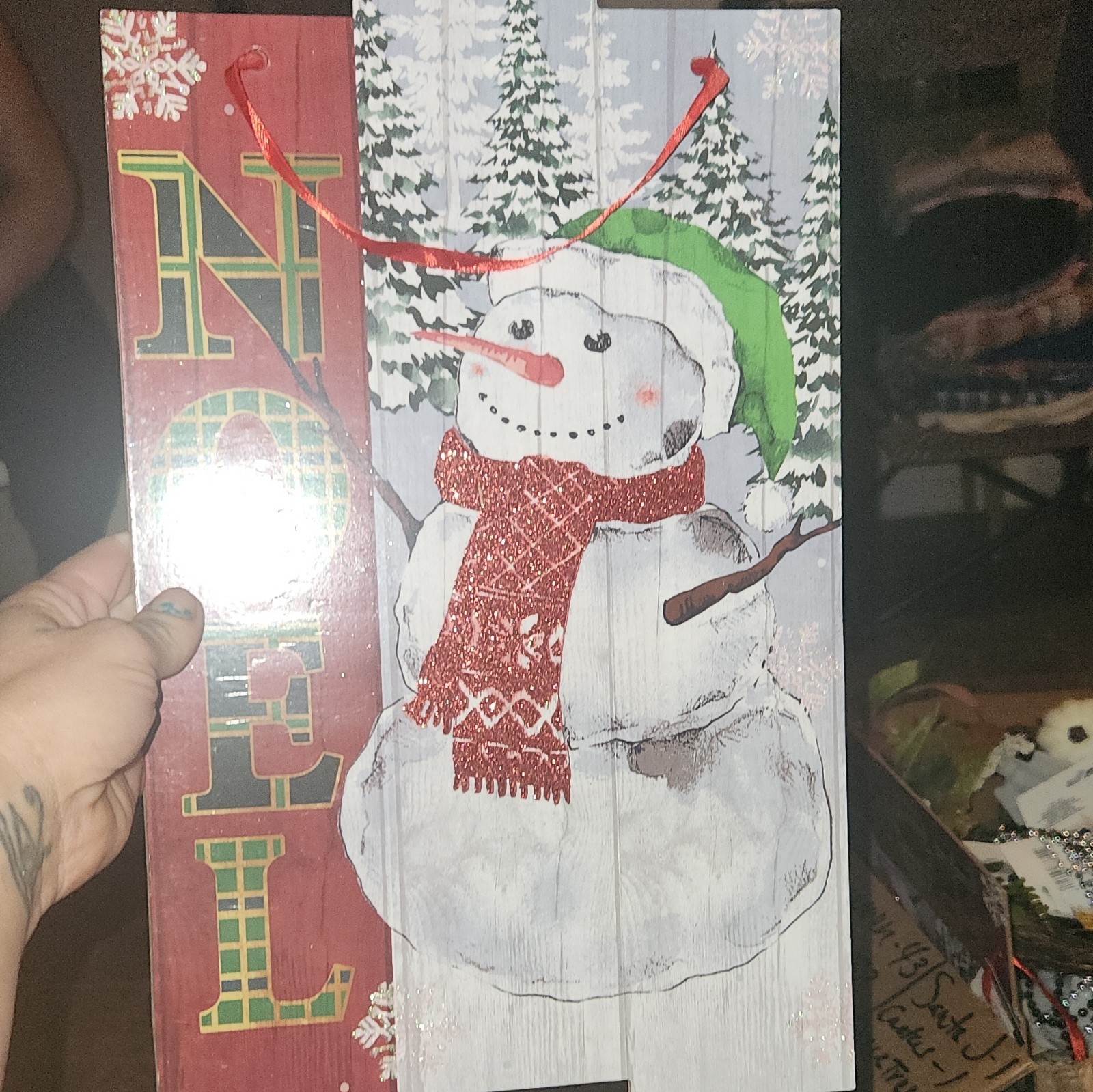 Lot Of13Christmas NOEL Snowman Wood Hanging Wall Plaque Sign, Vertical Rectangle