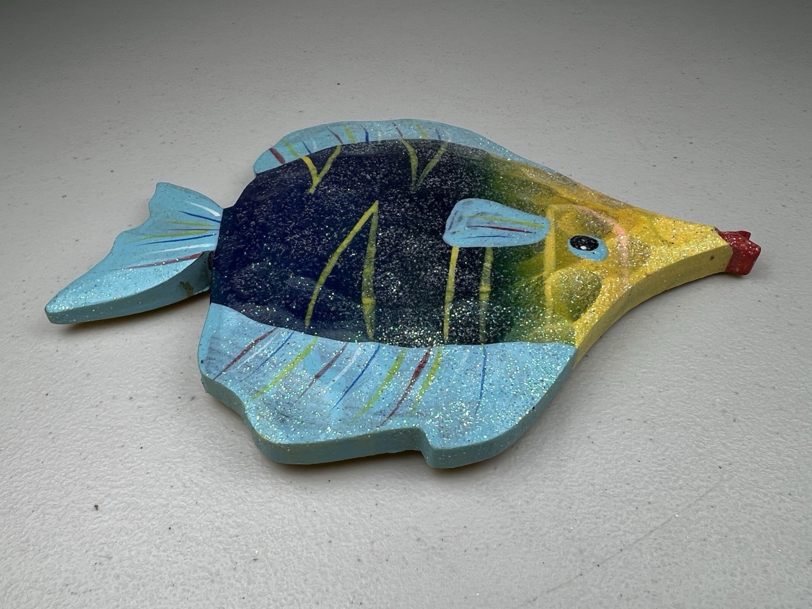 4 Beachcombers Glitter Fish Wall Plaques Nautical Wood Look Resin Coastal Decor