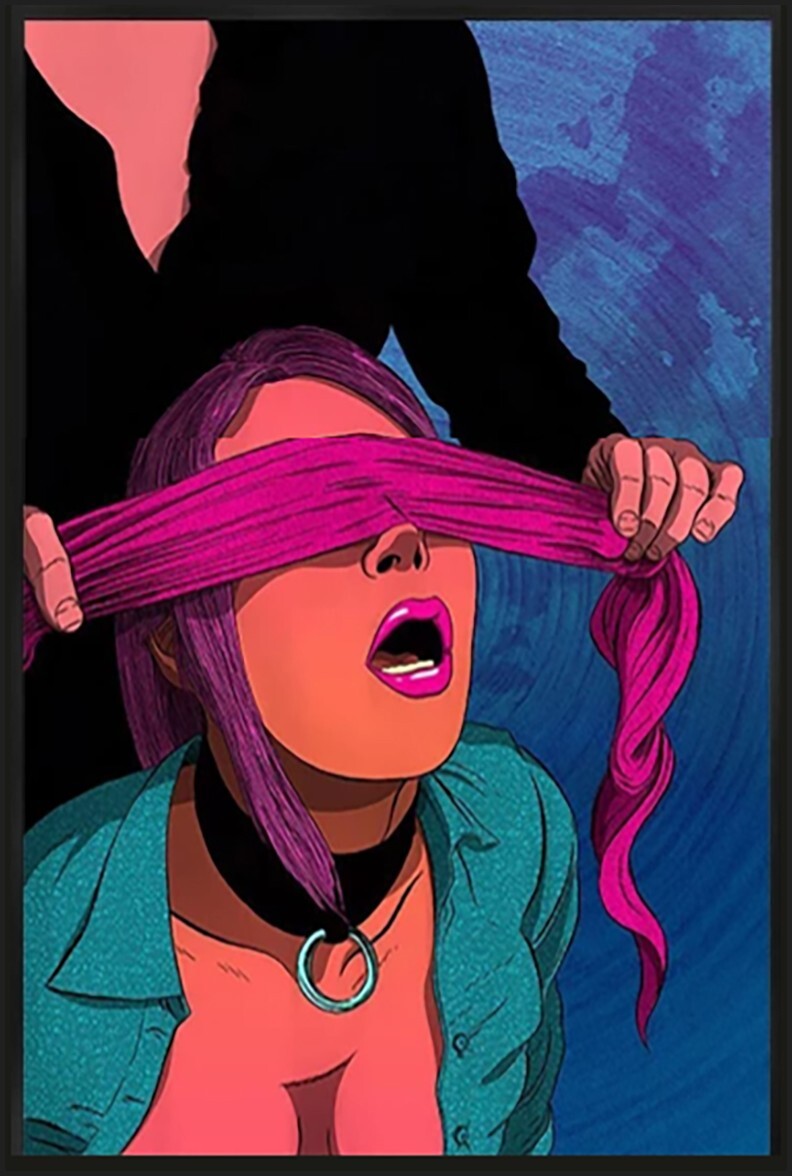 Blindfold Erotic Comic Art 12″x8″ Metal Poster Sign