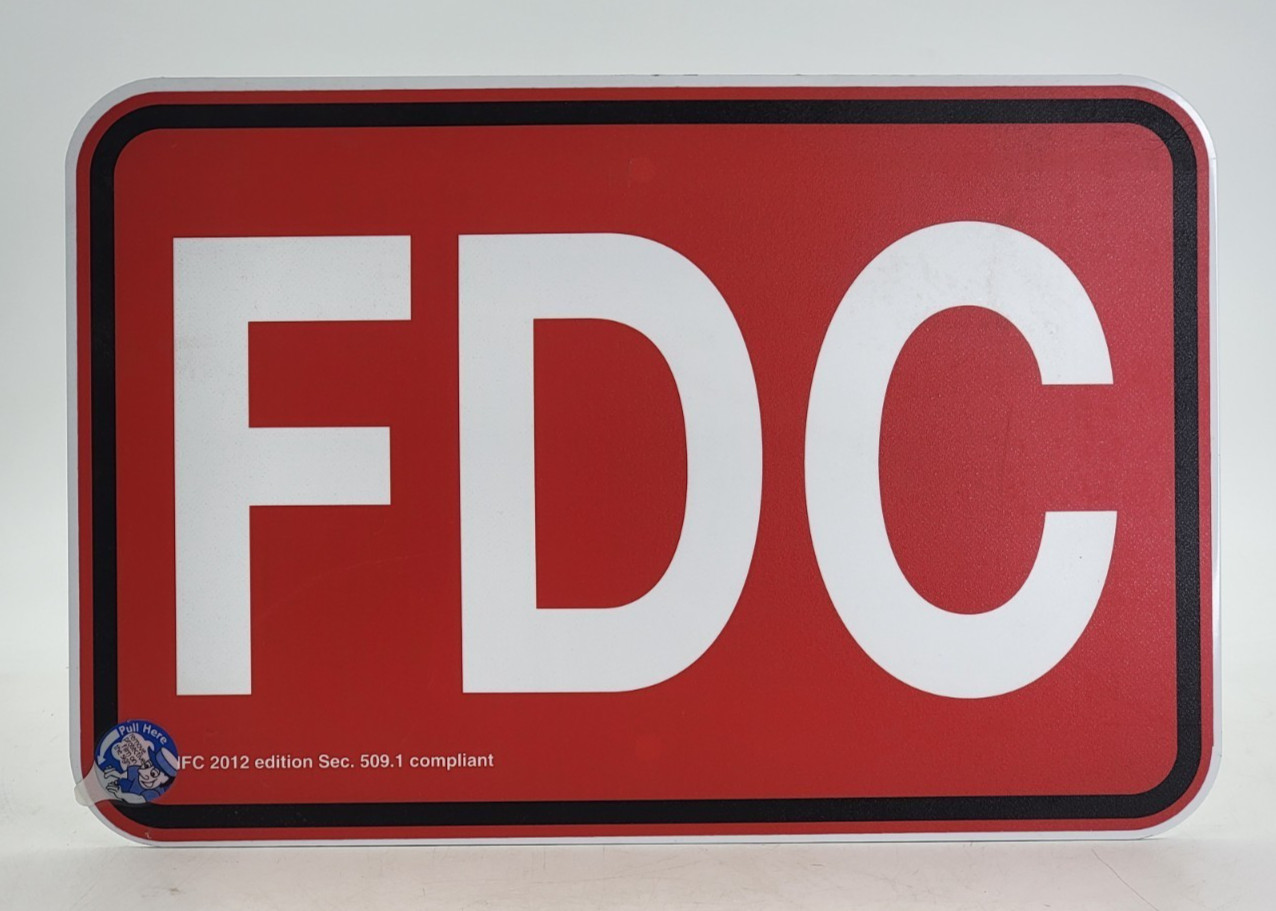FDC Sign 12″ x 18″ Red Background White Text & Black Border