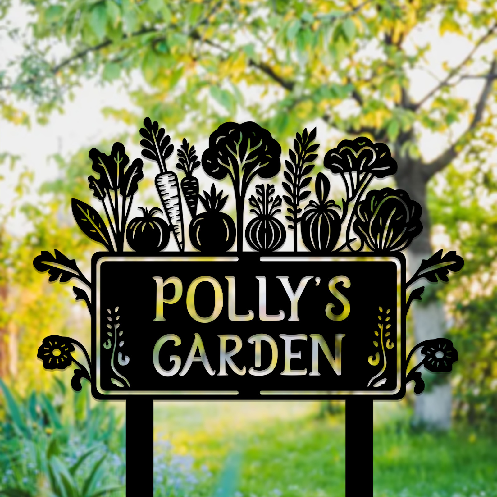 Personalized Garden Sign, Custom Steel Vegetable Garden Stake, Gardener Gift