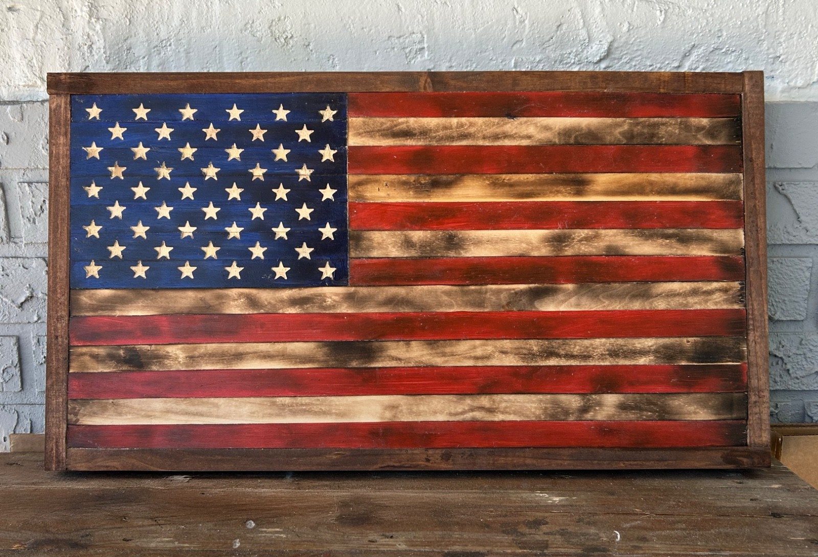 Rustic Handmade American Wood Flag- Office- America-Farm House 14.25 x 25.5