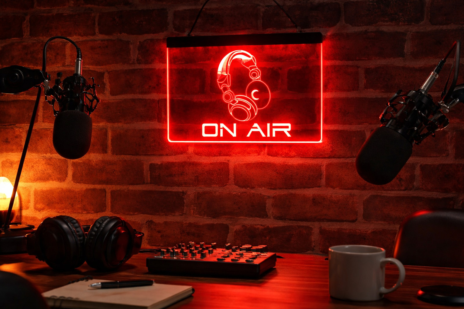 On Air Headset LED Sign for Podcast Recording Studio