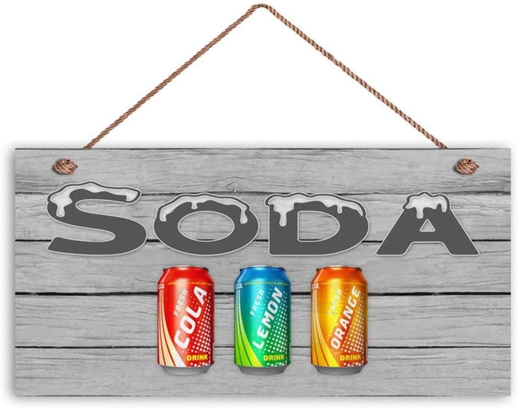SODA Wood Sign Gray Style Drinks Summer Party Gift Dad Events 12×6 Inch