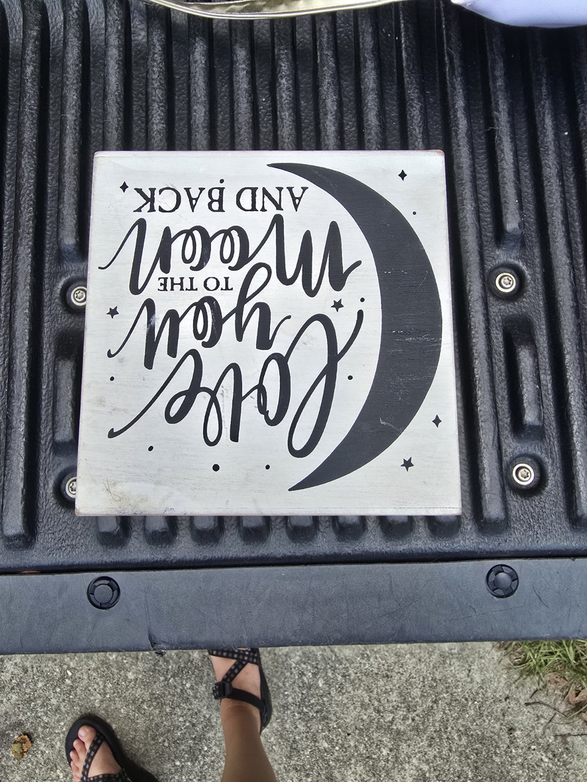 Wood Decorative Love Quote box, Painted White/Black, Square