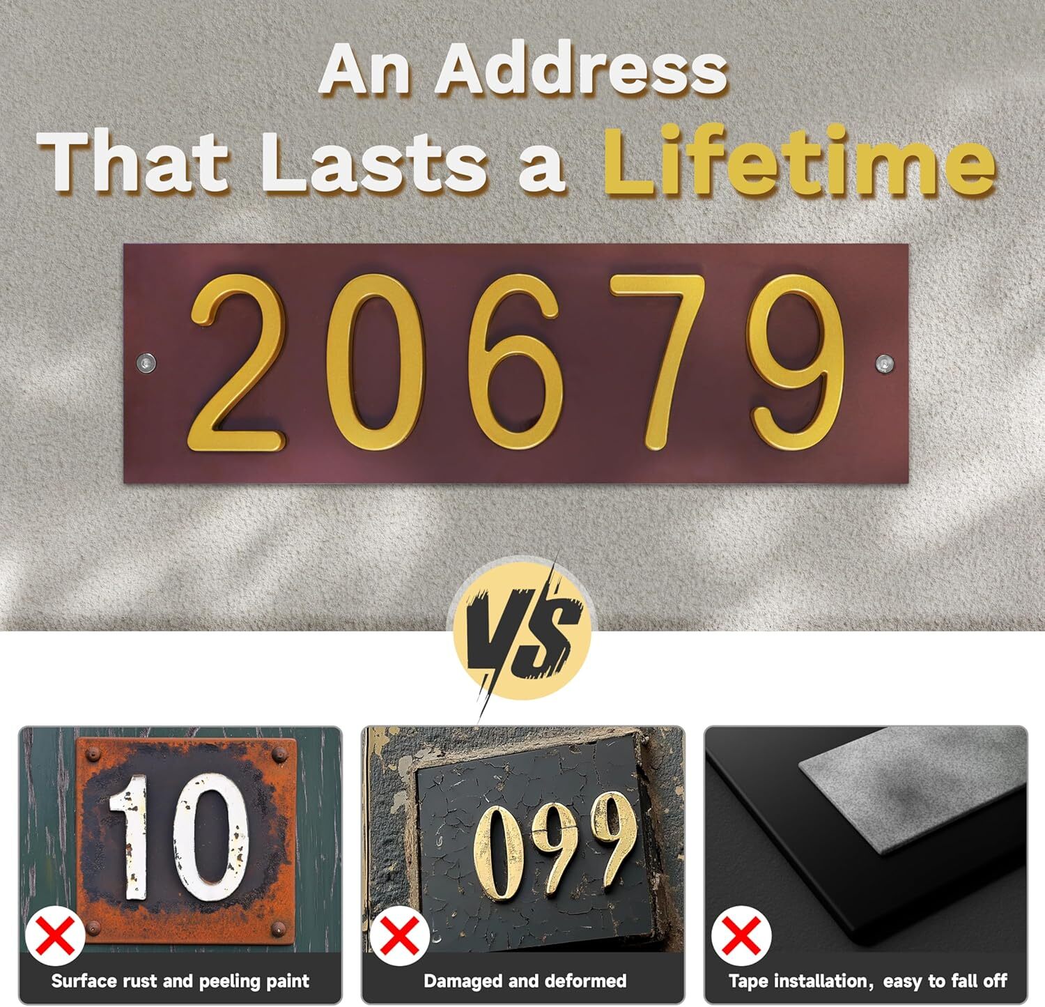 ColourTree Personalized Floating House Numbers Address Street Sign Plaque