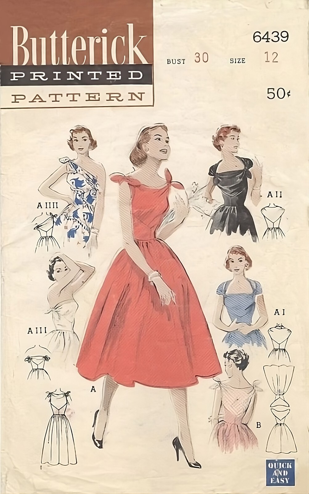 Vtg 1950s Butterick Sewing Pattern 6439 Aluminum Reproduction Wall Decor, 8X12