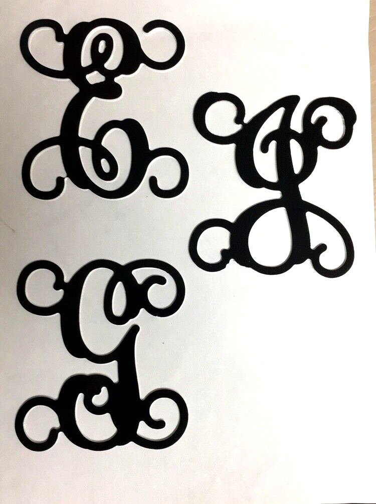 Metal Vine Letter Monogram Black 4″ CNC Metal Art CHOOSE YOUR LETTER