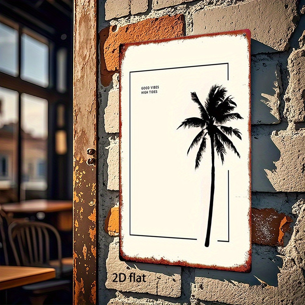 Metal Palm Tree Sign 8X12 Inches Wall Art