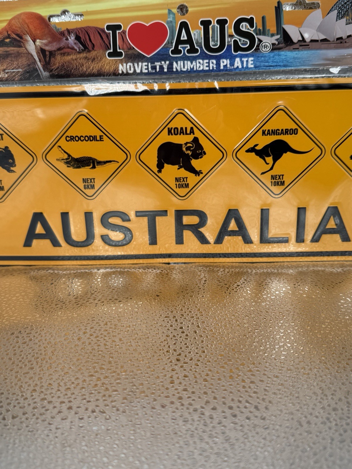 I Love Aus Australia Novelty Number Plate Yellow Metal Wildlife Sign BK-CP3