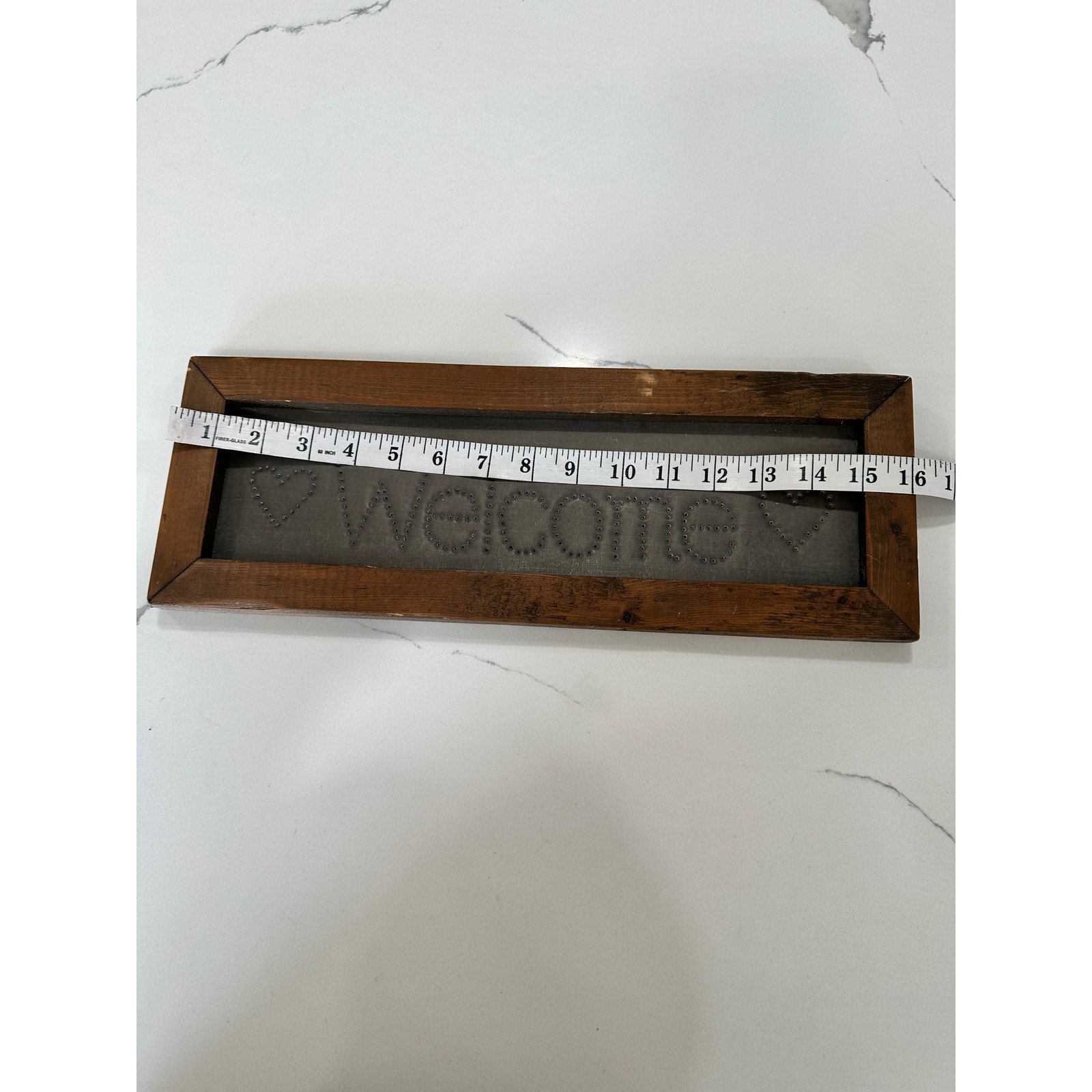 Rustic Welcome Sign Punched Metal Wood Framed Farmhouse Wall Decor