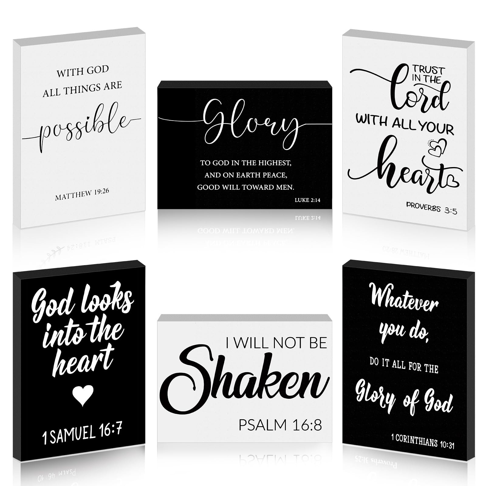 6 Pcs Mini Christian Wooden Signs Bible Verse Decor Inspirational Scripture W…