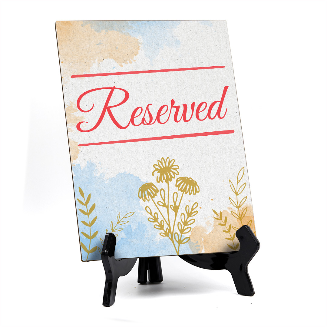 Signs ByLita Reserved, Blue Watercolor Table Sign (6 x 8″)