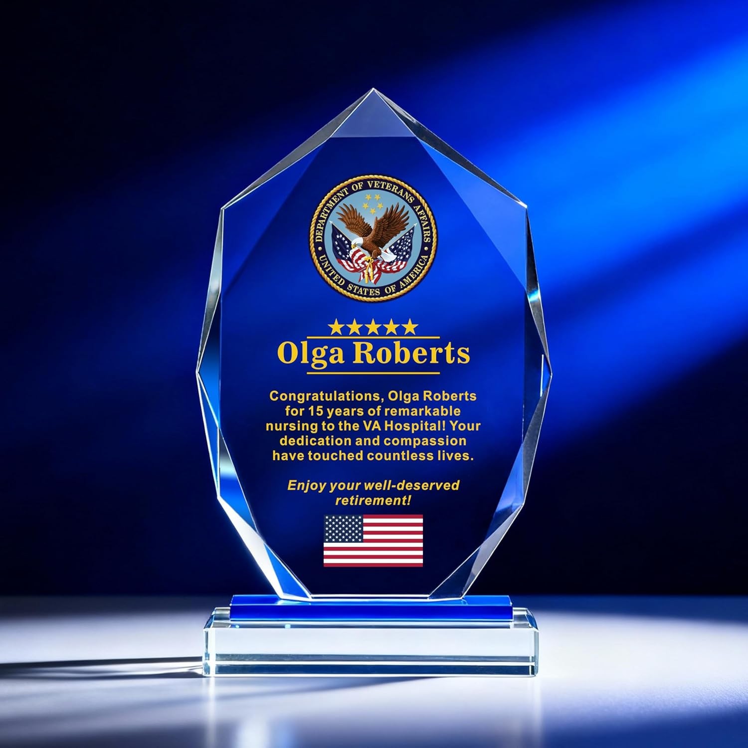 Personalized 9” Glass Plaque Engraved W/ Names Appreciation Messages & Company