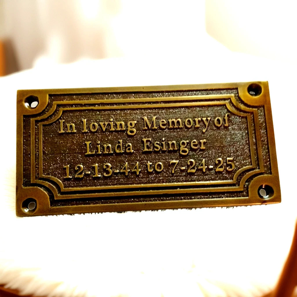 Vintage Looking Memorial Nameplate, Bench Name Plate, Brass Plaque Designer Gift