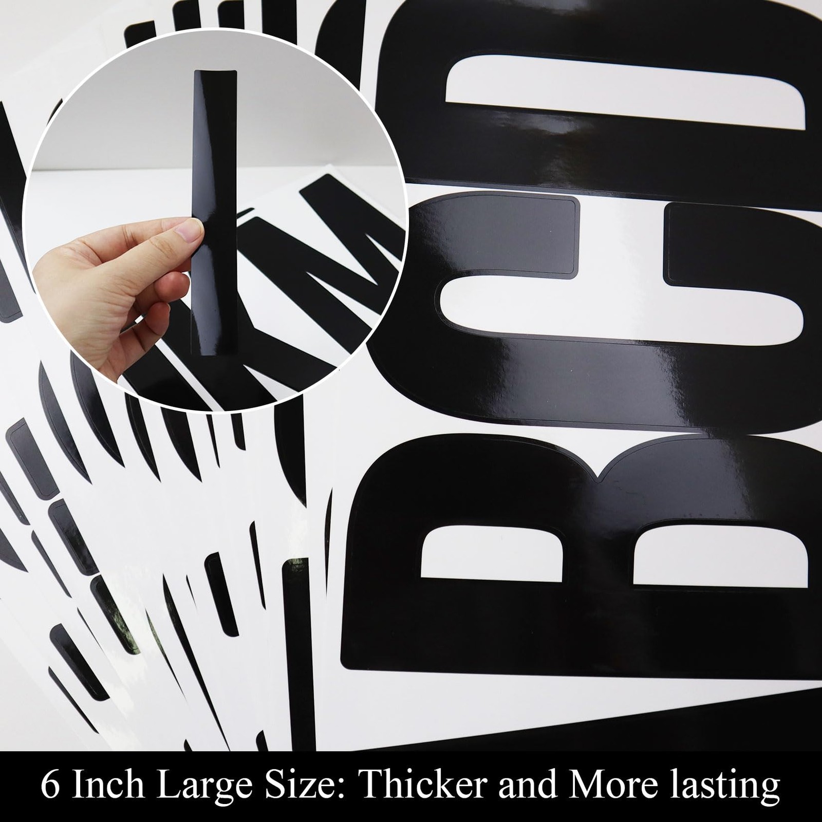 20 Sheets 6 Inch Letter Number Stickers, Self Adhesive Vinyl Capital Black