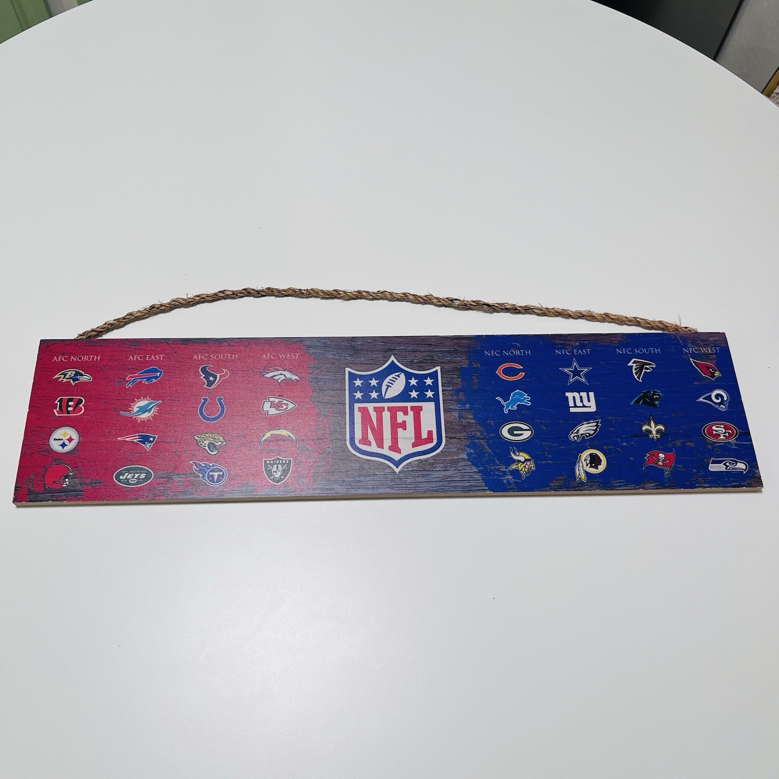 NFL Teams Wooden Hanging Sign Football Decor, Sports Plaque for Any Room