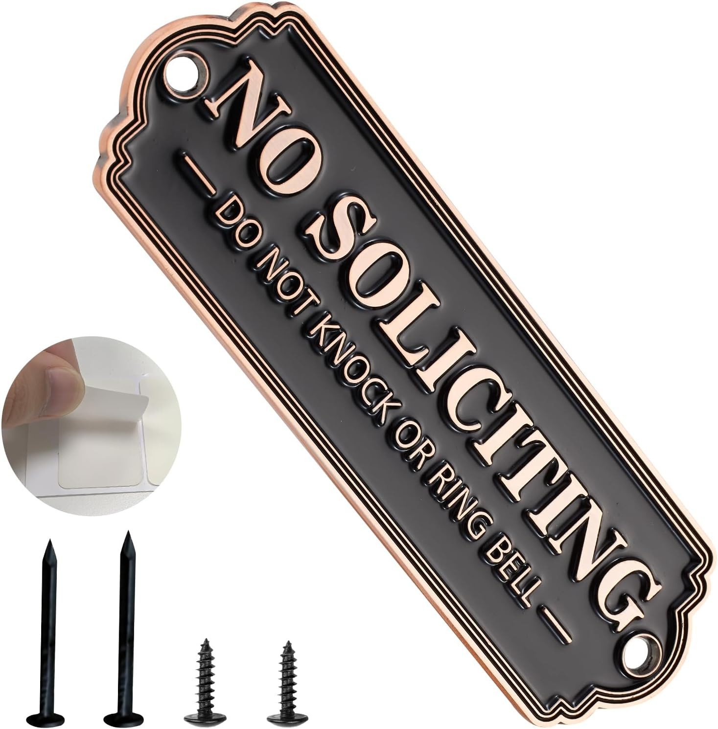 Brass No Soliciting Sign, No Soliciting Sign for House – Solid Brass Wall Plaque