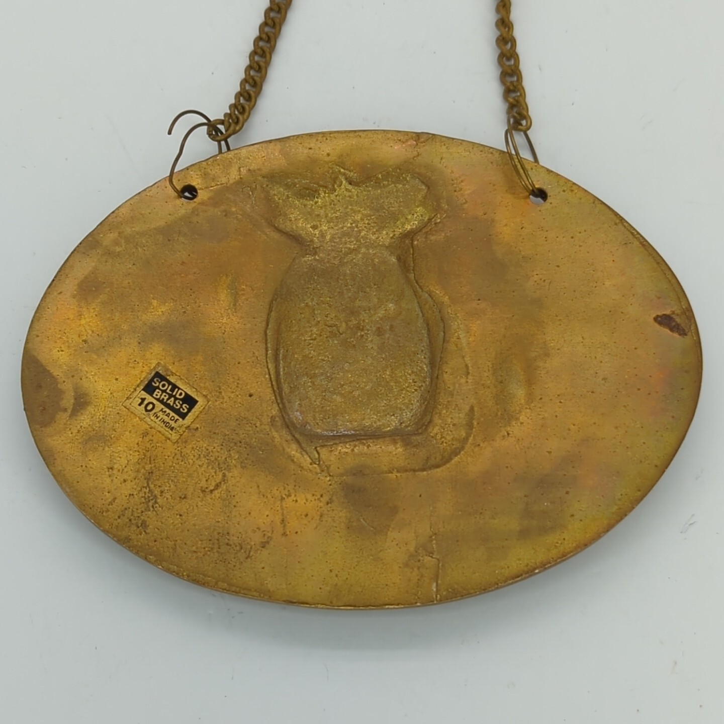Brass Pineapple Welcome Hanging Plaque 4.5″ x 3.5″ Oval Made in India