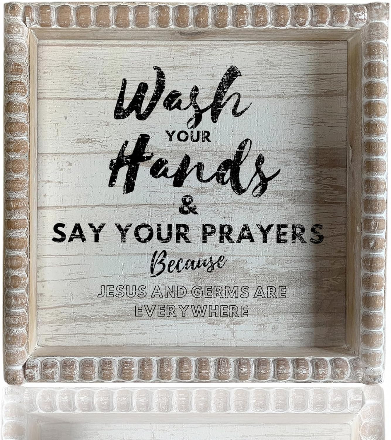 Boho Farmhouse Wooden Framed Bathroom Decor Signs, Funny Restroom Decorative Pla